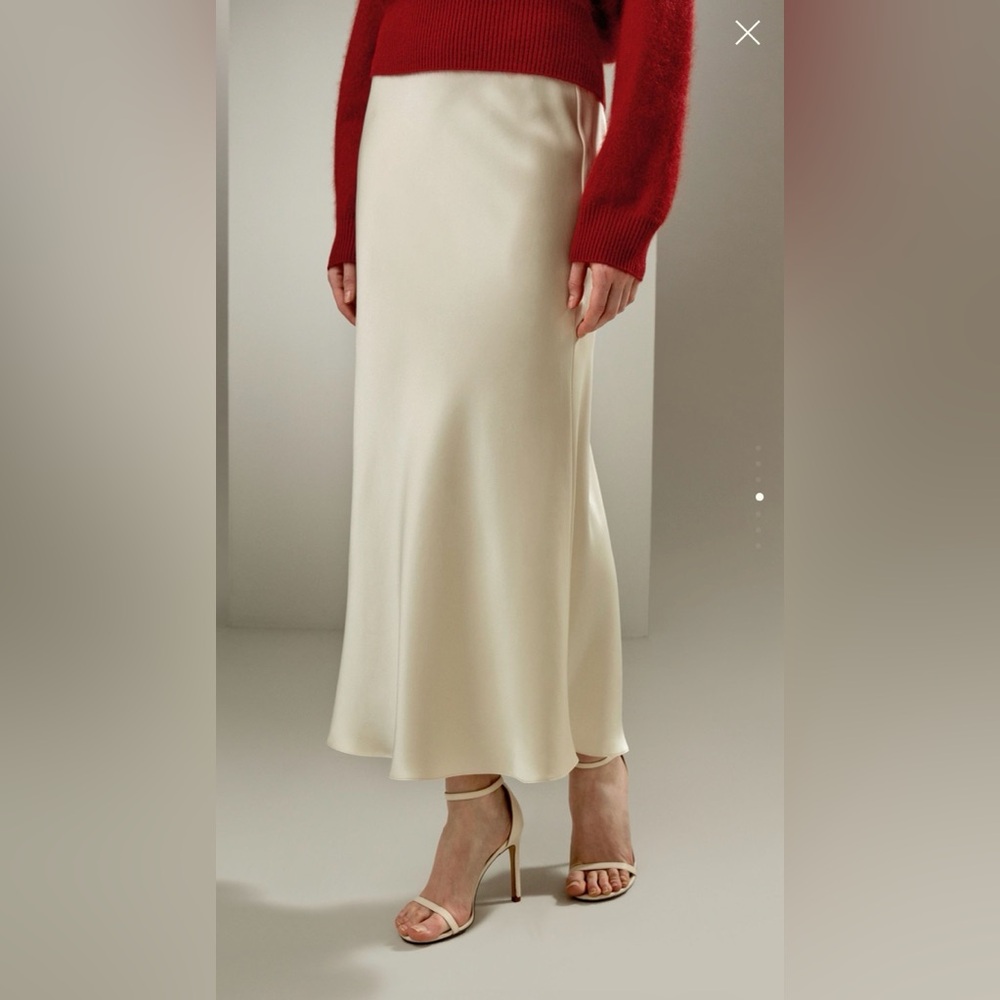 Lilysilk Silk Maxi Skirt With Flare Hem White Size US 6 - Picture 4 of 5